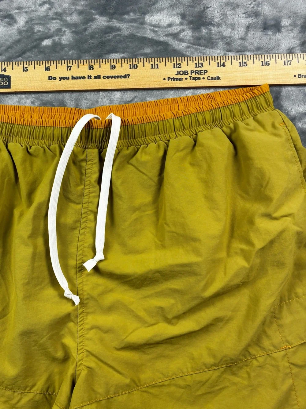 Territory Ahead Swim Trunks Size Large Olive Green Mesh Lined Pockets Drawstring